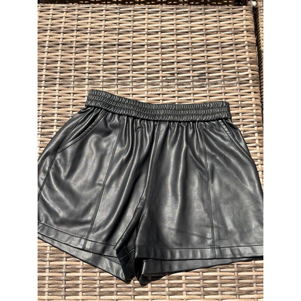 Black faux leather shorts